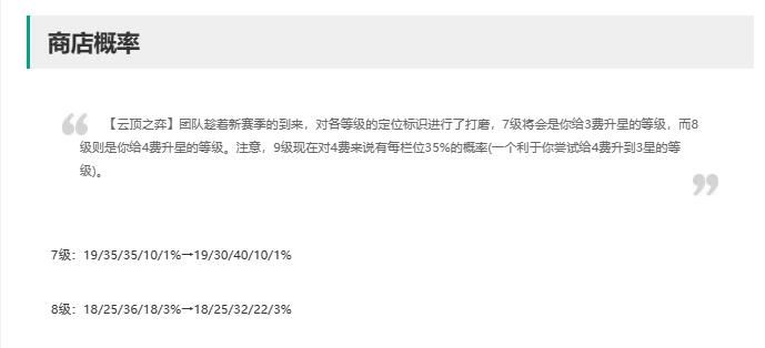 云顶之弈s11概率图s11商店概率调整一览[多图]